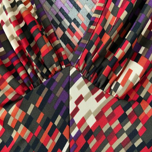 Connected Apparel Dress Women's Large Brown Red Multicolor Long Sleeve Dress - Picture 10 of 11